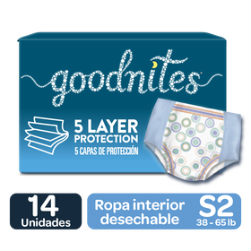 Pañales Huggies Goodnites Unisex Size S/M; 14 uds