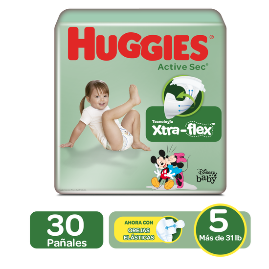 Pañales Huggies Active Sec Size 5; 30uds
